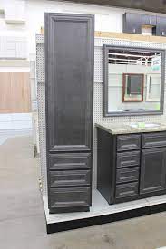 You can also have your guy build a matching wall cabinet for over the toilet since you need. Bathroom Vanity With Linen Cabinet Call Builders Surplus