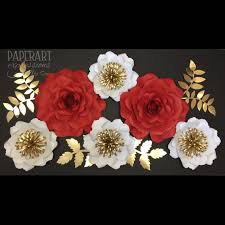 Red And White Flower Backdrop Red Roses Wall Decor Wedding Etsy Paper Flowers Giant Paper Flowers Paper Flower Wall Decor