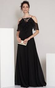 Siyah Uzun Şifon Mezuniyet Elbisesi