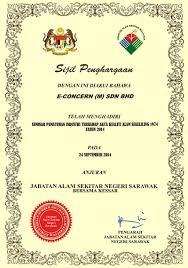 Jabatan alam sekitar negeri sarawak. Licenses Certificates