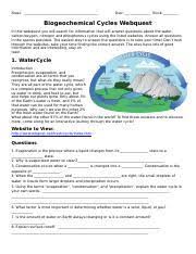Name the step in a biogeochemical cycle: Biogeochemical Cycles Webquest 1 Biogeochemical Cycles Webquest In This Webquest You Will Search For Information That Will Answer Questions Course Hero