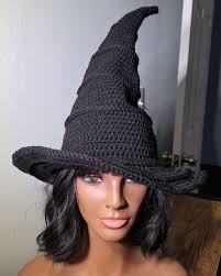 Sombrero de bruja, sombrero de brujo, sombrero de mago, torcido, rizado,  sombrero de bruja, sombrero de Halloween, sombrero de ganchillo, adulto