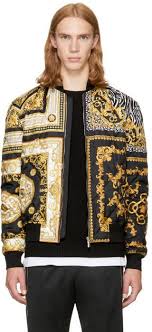Black And Gold Bomber Jacket Mens Versace Black And Gold Medusa Bomber Jacket Designer Clothes For Men Bomber Jacket Versace Jacket
