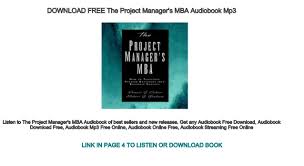 Download Free The Project Manager S Mba Audiobook Mp3