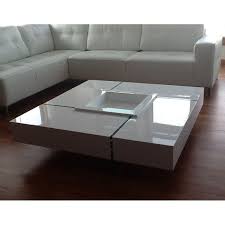 Melanin material and transparent glass. Modern White Square Floating Coffee Table Joel