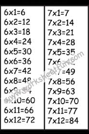 Times Table Chart 6 7 Free Printable Worksheets