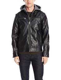 Guess Men S Faux Leather Hooded Moto Motorcycle Jacket Black M Medium Ebay Mens Outdoor Jackets Mens Jacket Brands Faux Leather Jacket Men
