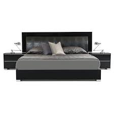 Vig Furniture Modrest Grace Low Profile Bed With Lights Modern Bed Black Bedding Black Bed Frame