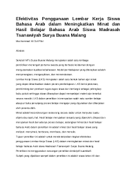 Bahasa arab bab 1 at ta'rifu binnafsi wa bil'aamiliina fiil madrasah. Doc Efektivitas Penggunaan Lembar Kerja Siswa Bahasa Arab Dalam Meningkatkan Minat Dan Hasil Belajar Bahasa Arab Siswa Madrasah Tsanawiyah Surya Buana Malang Mfaiszal Gita Academia Edu