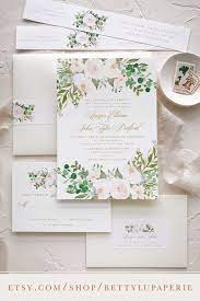 Blush Watercolor Wedding Invitation Suite Floral Etsy Wedding Invitations Romantic Floral Wedding Invitations Fun Wedding Invitations