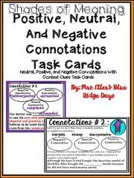 Positive And Negative Connotation Task Cards With Context Clues In 2020 Context Clues Word Connotation Word Sorts