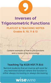 Inverses Of Trigonometric Functions Playlist And Teaching Notes Teaching Teaching Tips High School Math