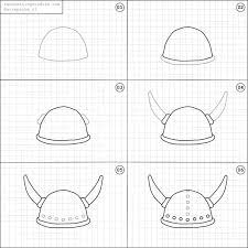 Learn How To Draw Fun Things With Easy Instructions Also Great For X2f To Do With Kids Twice A Week New Viking Helmet Drawing Viking Drawings Helmet Drawing