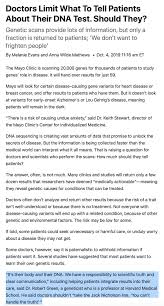 Get this from a library! Eric Topol On Twitter Exemplifying Medical Paternalism Doctors Limit What To Tell Patients About Their Dna Test Https T Co Uoa9nw1rde Patients Deserve To Get Whatever Data They Want So Long As They Understand The