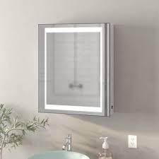 •5/16 projection from wall to face of mirror door. Wade Logan Cedar Grove Surface Mount Framed Medicine Cabinet With Led Lighting Reviews Wayfair