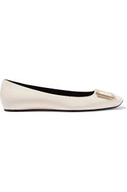 Trompette Bellerine Patent Leather Ballet Flats In White