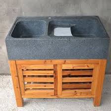 dark color natural stone sink