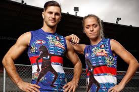 Western bulldogs afl babies coverall. The Western Bulldogs 2016 Indigenous Round Guernsey Designed By The Pitcha Makin Fellas Artist Collective Abc News Australian Broadcasting Corporation