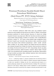 This journal was first published in 2015. Pdf Pemetaan Persebaran Nasabah Kredit Macet Perusahaan Multifinance