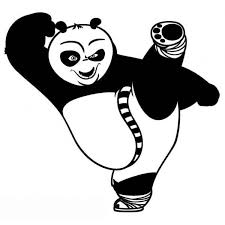 Black And White Kung Fu Panda Logo Ninja Style Kung Fu Panda Screen Printing Cartoon Animals