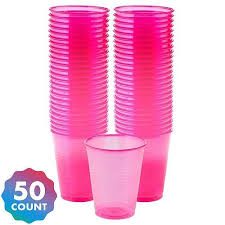 Big Party Pack Black Light Neon Pink Plastic Cups 50ct Pink Party Decorations Black Light Party Supplies Pink Party Theme
