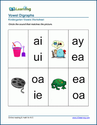 A worksheet that focuses on handwriting and vocabulary activities relating to the digraph 'oi'. Vowel Digraph Worksheets For Preschool And Kindergarten K5 Learning