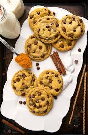 Non Cakey Pumpkin Spice Chocolate Chip Cookies Pumpkin Cookie Recipe Spiced Chocolate Pumpkin Chocolate Chip Cookies