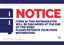 Free Printable Refrigerator Clean Out Sign