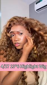 Amazon.com : PXTPXT Highlight Ombre Lace Front Wig Human Hair 4/27 Colored  Honey Blonde Wig Human Hair 13x6 HD Lace Front Wigs Human Hair Deep Wave  Curly Lace Frontal Wig Pre Plucked