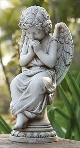 Seated Angel On Pedestal For Garden Or Grave Site Angel Garden Statues Garden Angels Angel Statues