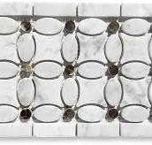 Stone Center Online Carrara White Marble Flower Mosaic Border Listello Tile  w/Emperador Dark Brown Dots Polished Kitchen Bath Wall Floor Backsplash ...