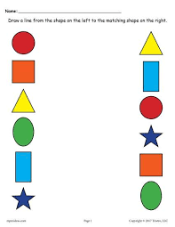 6 shapes matching worksheets