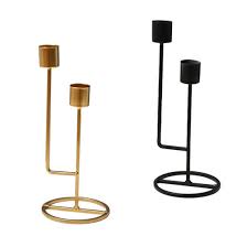 Sujun matte black candle holders set of 3 for taper candles, decorative candlestick holder for wedding, dinning, party, fits 3/4 inch thick candle&led candles (metal candle stand) 4.7 out of 5 stars. Home Decor Black And Gold Metal 2 Arm Candle Stick Holder China Candle Holder And Candle Stand Price Made In China Com