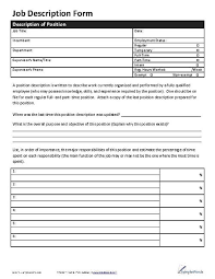Job Description Form Job Description Template Job Description Job Application Form