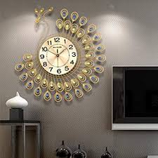 Amazon Com Neotend 3d Wall Clock Peacock 40pcs Diamonds Decorative Clock Diameter 20 8 Home Kitchen Large Wall Clock Decor Wall Clock Modern Clock Decor