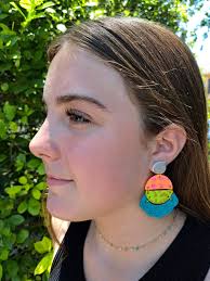 Channing- Light Weight Clay Earrings Unique and Funky Earrings Colorful  Earrings Statement Earrings