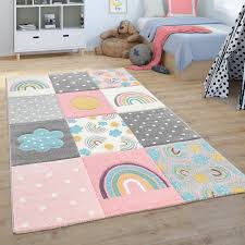 Lüttenhütt teppich caprova, rechteckig, 14 mm höhe, motiv sterne, kinderzimmer blau kinder kinderteppiche mit teppiche. Kinderteppich Teppich Kinderzimmer Spielteppich Regenbogen Wolken Rosa Grau Weiss Kaufen Bei Diva Teppich Center