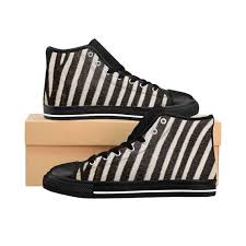 Black And White Striped Shoes Zebra High Tops Animal Striped Shoes Zebra Strips Sneakers Womens Shoes Ladies Animal Print Black White C Striped Shoes New Fashion Trends Women Shoes