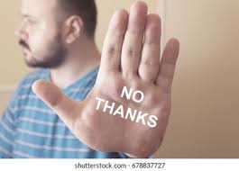 No Thanks Inscription On Palm Stock Photo 678837727