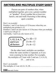 Factors And Multiples Study Guide And Worksheet Factors And Multiples Math Study Guide Studying Math