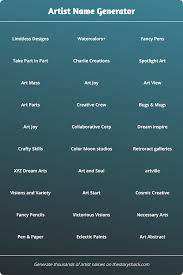 Check spelling or type a new query. Artist Name Generator 1000s Of Random Artist Names
