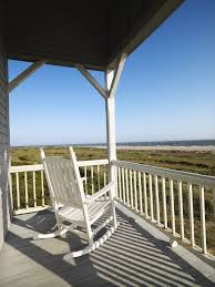 Porch At Beach Rocking Chair On Porch With Railing Overlooking Beach At Bald He Sponsored Chair Porch Rail Outdoor Decor Porch Railing Outdoor Chairs