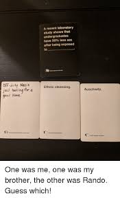 We did not find results for: A Recent Laboratory Study Shows That Undergraduates Have 50 Less Sex After Being Exposed To Cards Against Humanity Offuty Nazis Ethnic Cleansing Just Looking Fora Good Time Auschwitz Cards Against Humanity Custom