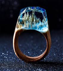 Secret World Inside The Ring Wooden Rings For Women Wood Resin Ring Fashion Resin Jewelry Statem Wood Resin Jewelry Resin Jewelry Wooden Rings