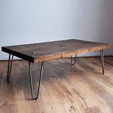 This coffee table is designed to bring all your friends and family together. Rustic Vintage Industrial Solid Wood Coffee Table Black Bare Metal Hairpin Legs Dark Wood Amazon Co Uk Handmade
