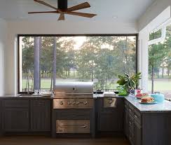 Having an outdoor kitchen can be a real treat, especially during summer. Gray Shiplap Outdoor Kitchen Cabinets Design Ideas