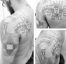 How large is your electronic tattoo? 50 Computer Tattoo Designs For Men Technology Ink Ideas Computer Tattoo Cyberpunk Tattoo Tattoo Designs Men