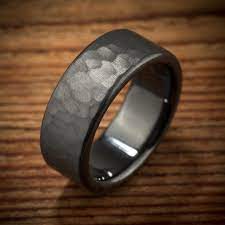 Hammered Black Zirconium Ring Black Zirconium Ring Zirconium Wedding Ring Titanium Wedding Band Mens