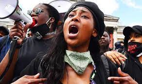 Activist sasha johnson is seen chanting and doing an interview at the million people march in london in august 2020. Pkkkw5u7jcam9m