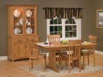 It includes one table and six chairs, all made from a blend of solid and engineered wood in a rustic dark oak finish. Amish Dining Room Sets Solid Wood Tables Chairs Countryside